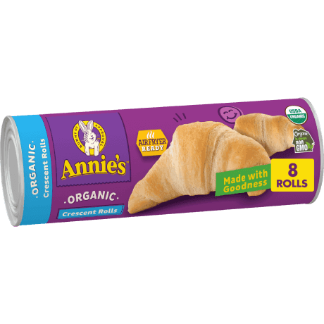 Annie's Organic Crescent Rolls, eight rolls, front of package.