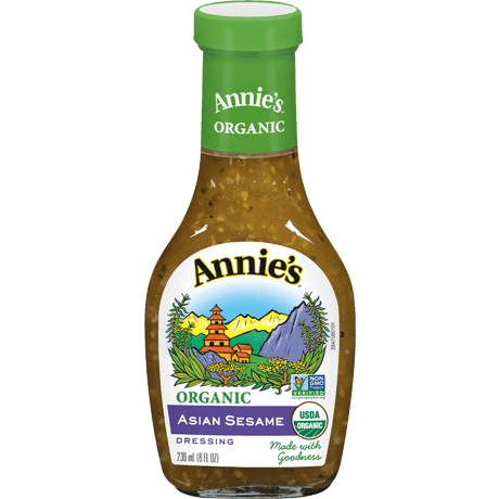 Annie's Asian Sesame Dressing, Organic, Non GMO, front of bottle.