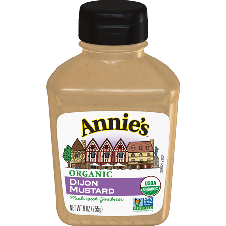 Annie's Organic Dijon Mustard, Non GMO, front of bottle.