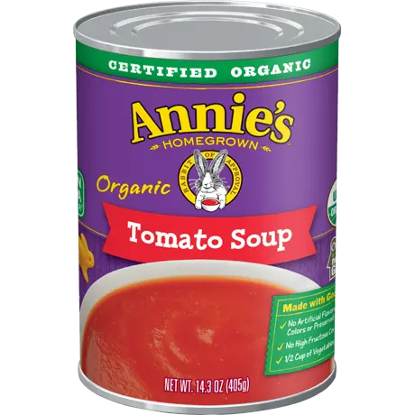 Annie's Organic Tomato Soup, front of can.