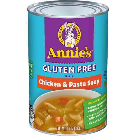 Annie's Gluten Free Chicken And Pasta Soup, front of can.