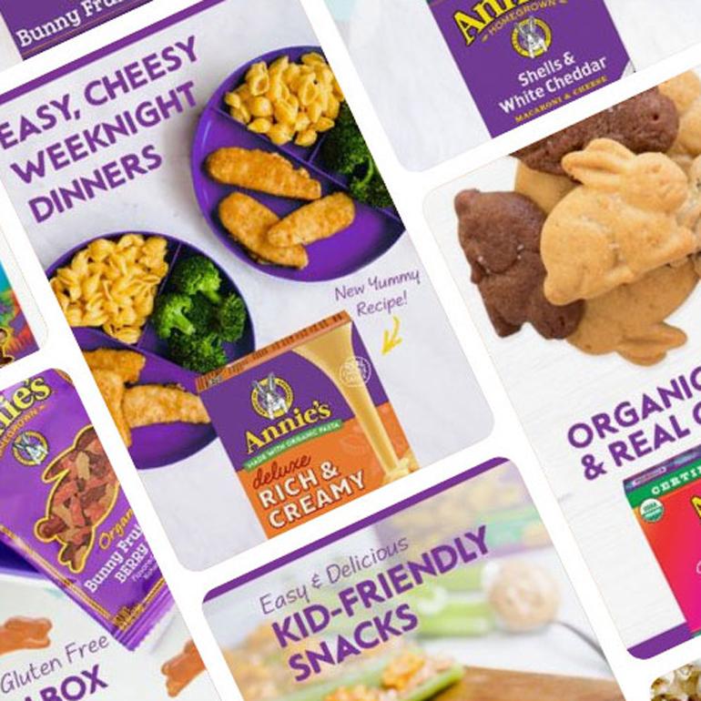 An image of different meal ideas that includes a number of Annie's products