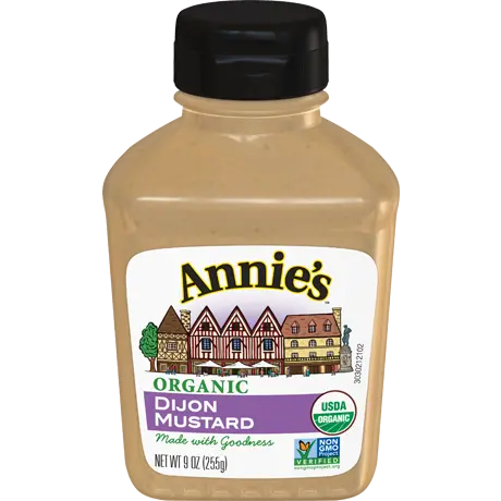 Annie's Organic Dijon Mustard, Non GMO, front of bottle.