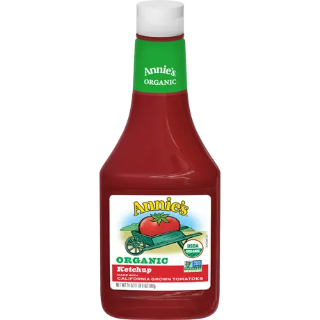 Annie's Organic Ketchup, Non GMO, front of bottle.
