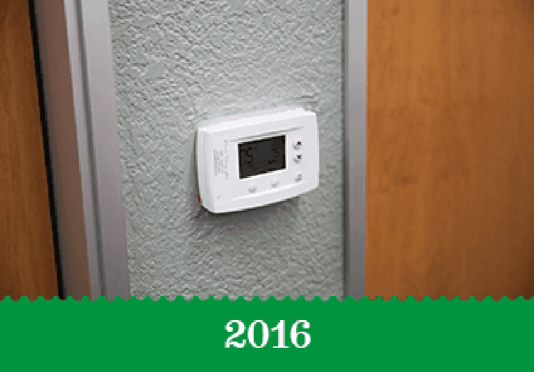 Year 2016 - A thermostat on an office wall.