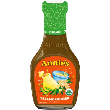 Annie's Sesame Ginger Vinaigrette, Organic, front of bottle.