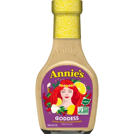 Annie's Goddess Dressing, Organic, Vegan, front of bottle.