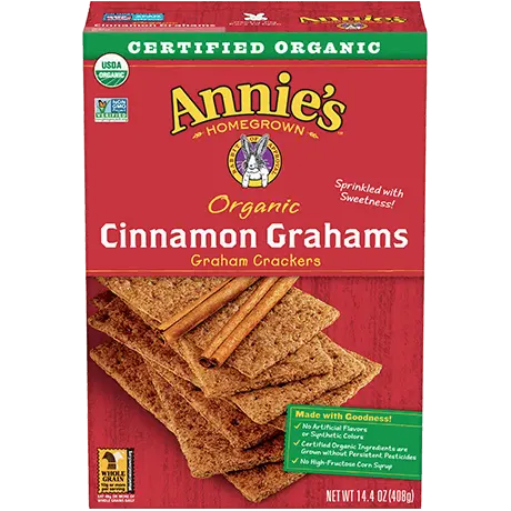 Annie's Organic Cinnamon Graham Crackers, front of box.
